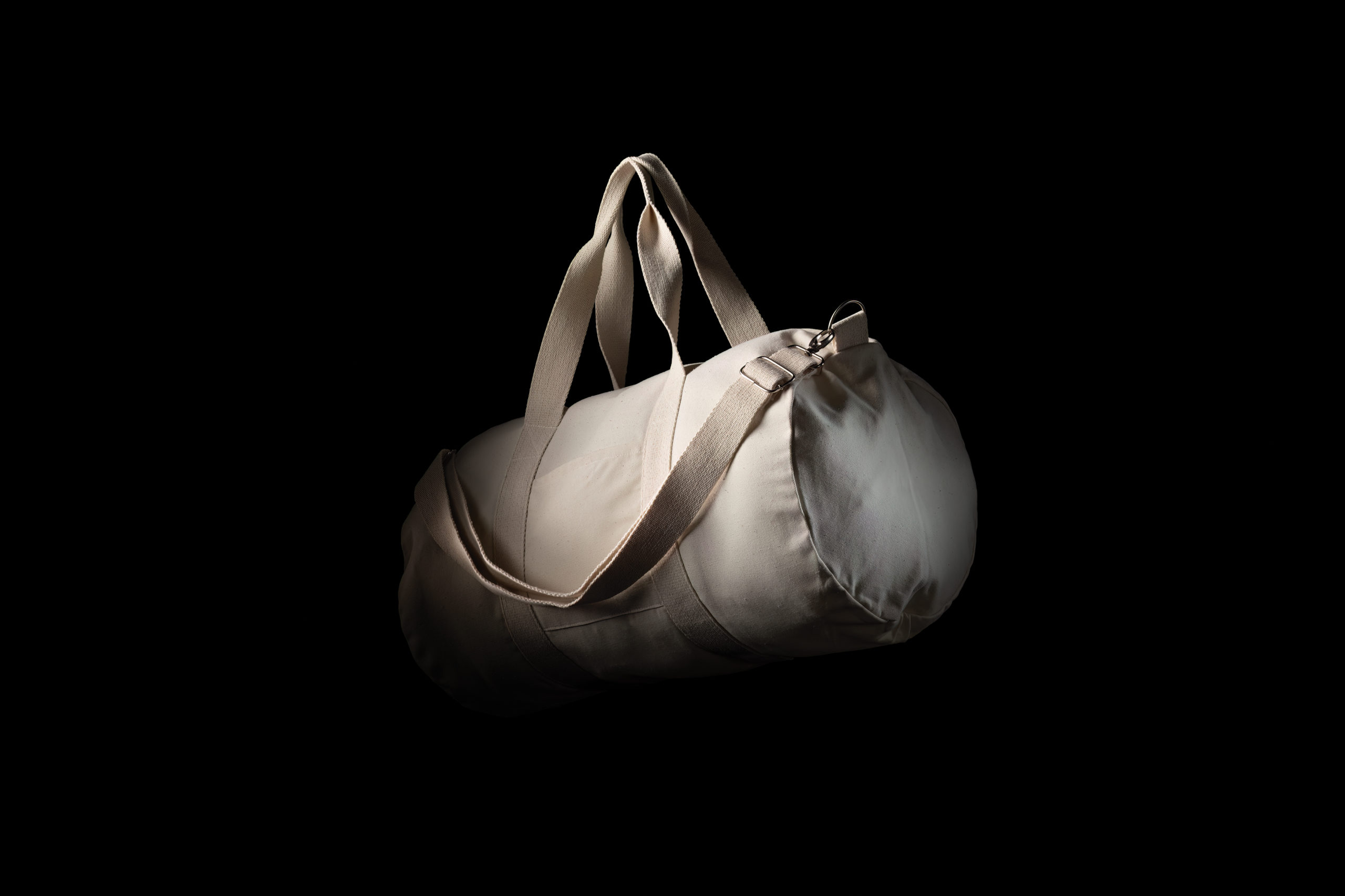 white duffel bag