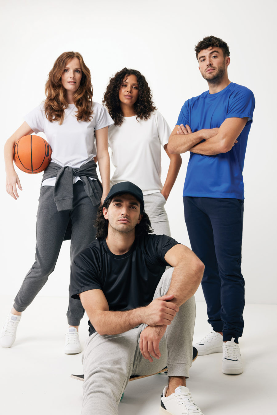 group of four people wearing the sports T-shirt